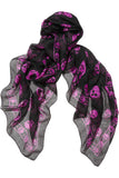 Skull-print silk-chiffon scarf